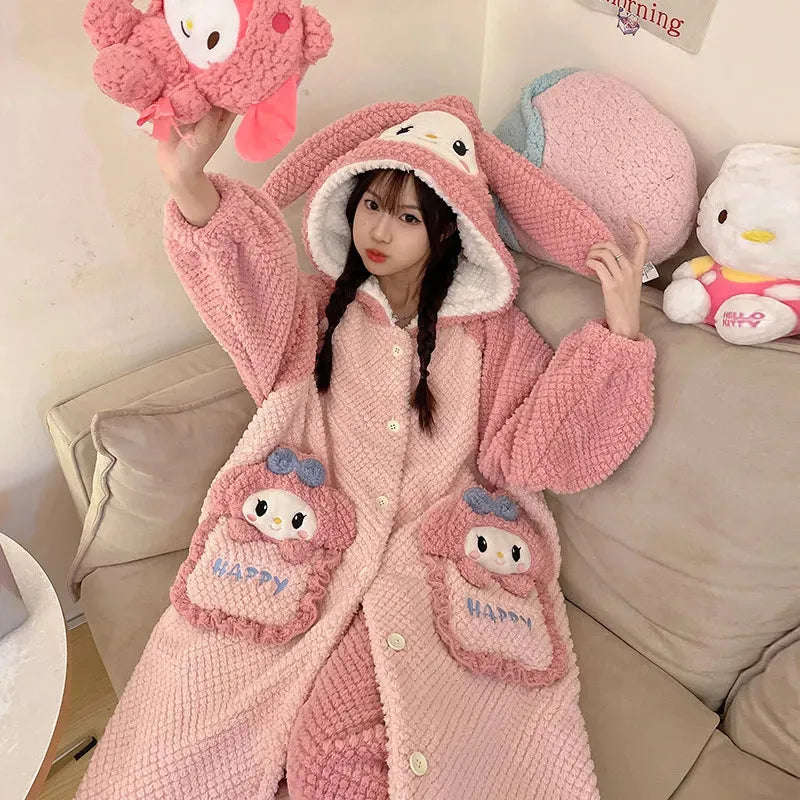 Thick Fleeced Cartoon Sanrio and Disney Pajama Set