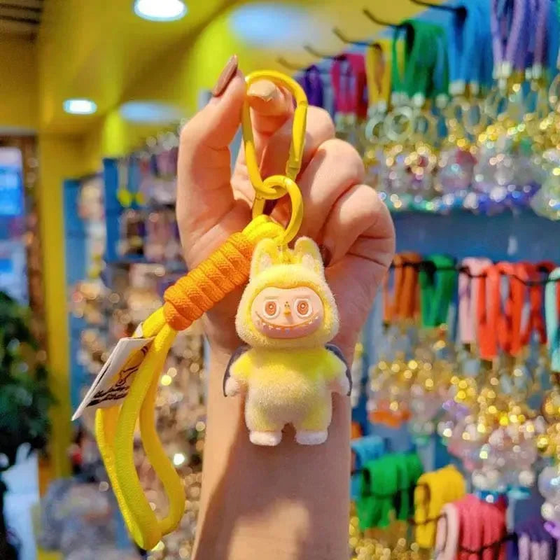 Standing Labubu Flocking Keychain