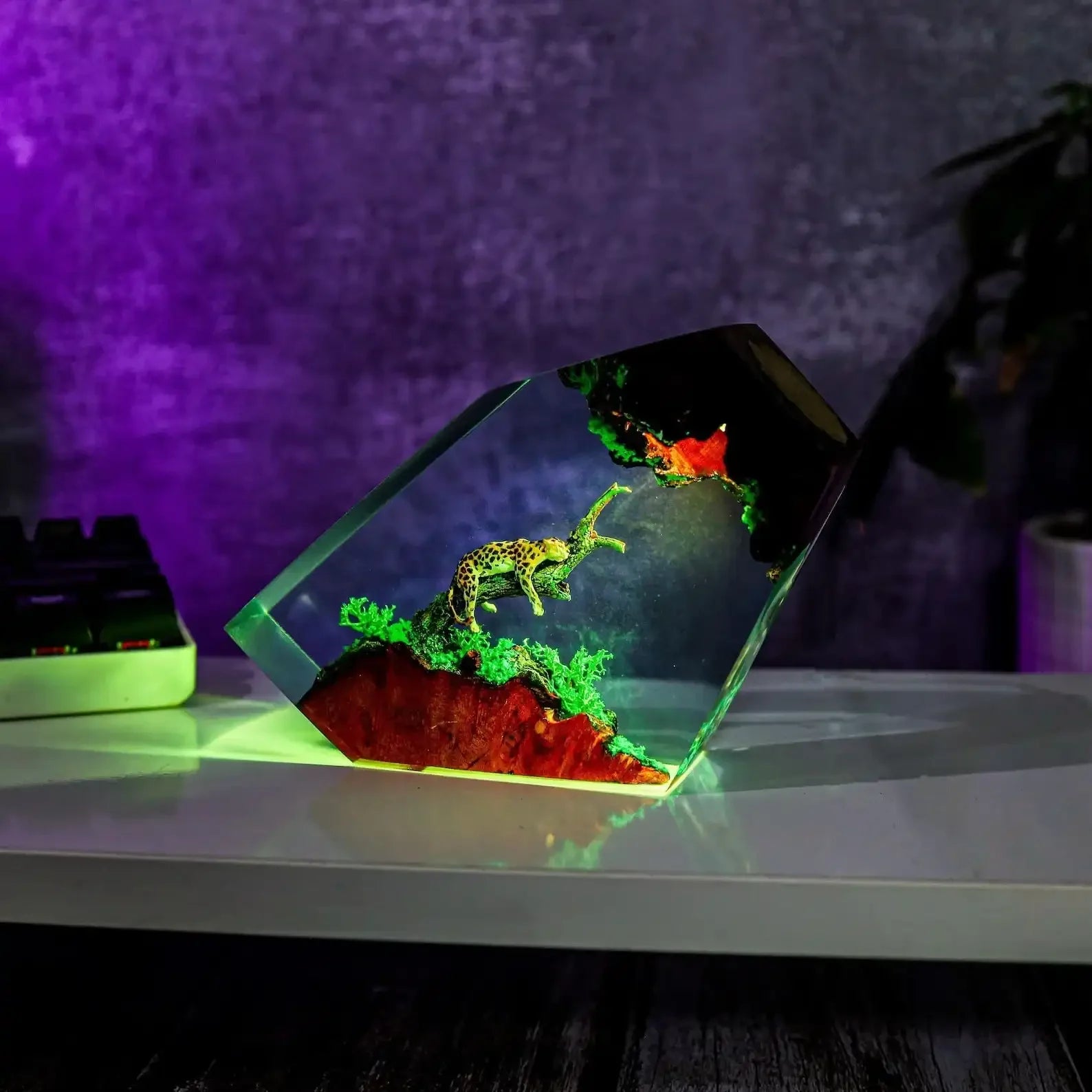 Resting Jaguar Resin Night Light