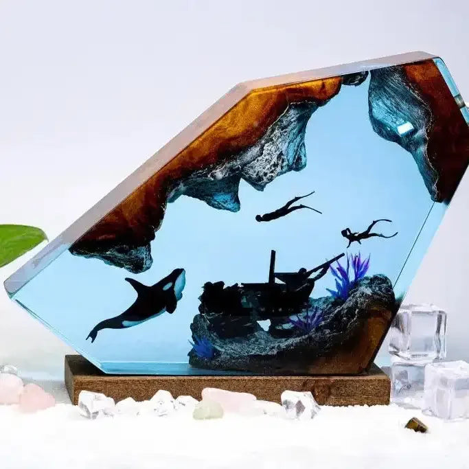 Sea Dreams Whale & Diver Resin Light