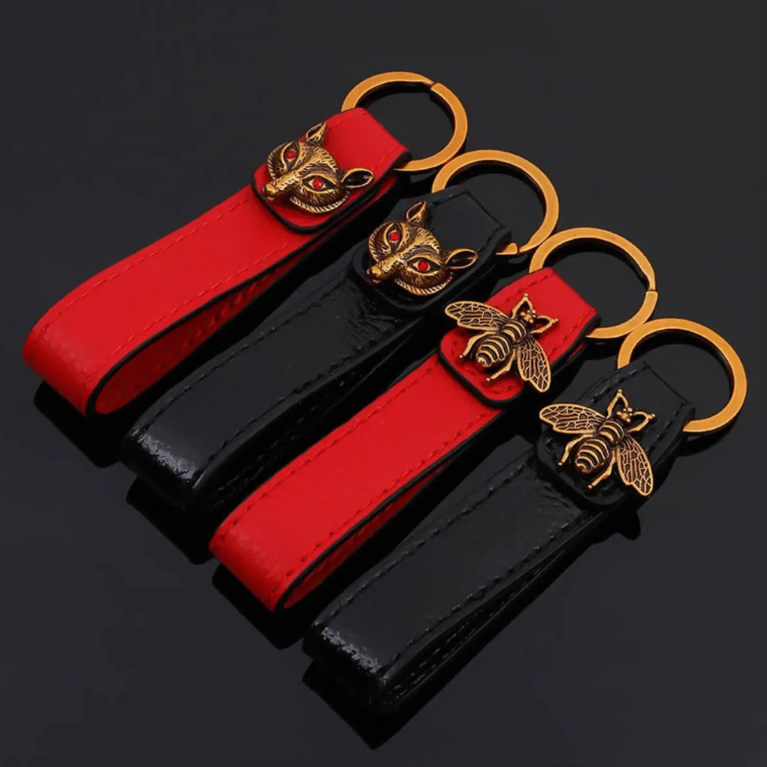 Luxury Bronze Critter Leather Keychain