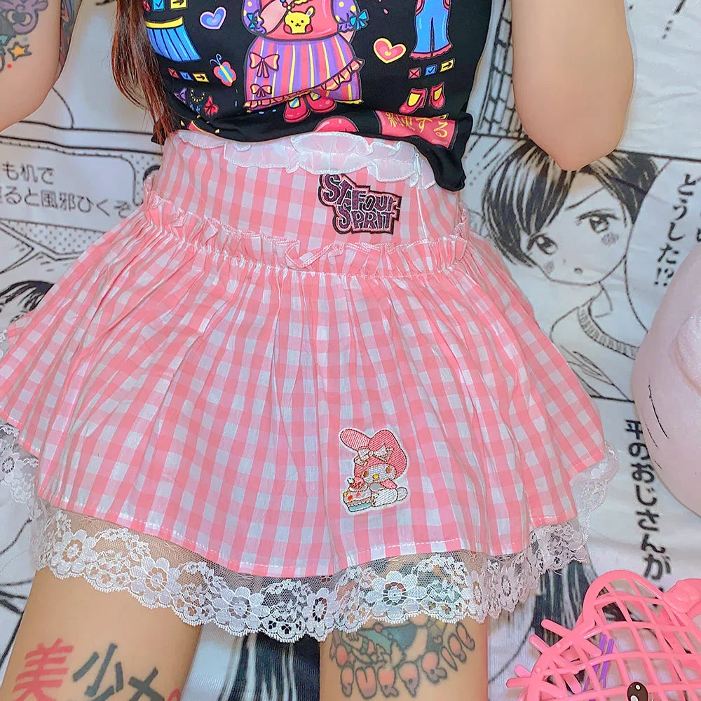 Fashion Anime Embroidered Pleated Skirt PN3832 - Bear Hugs