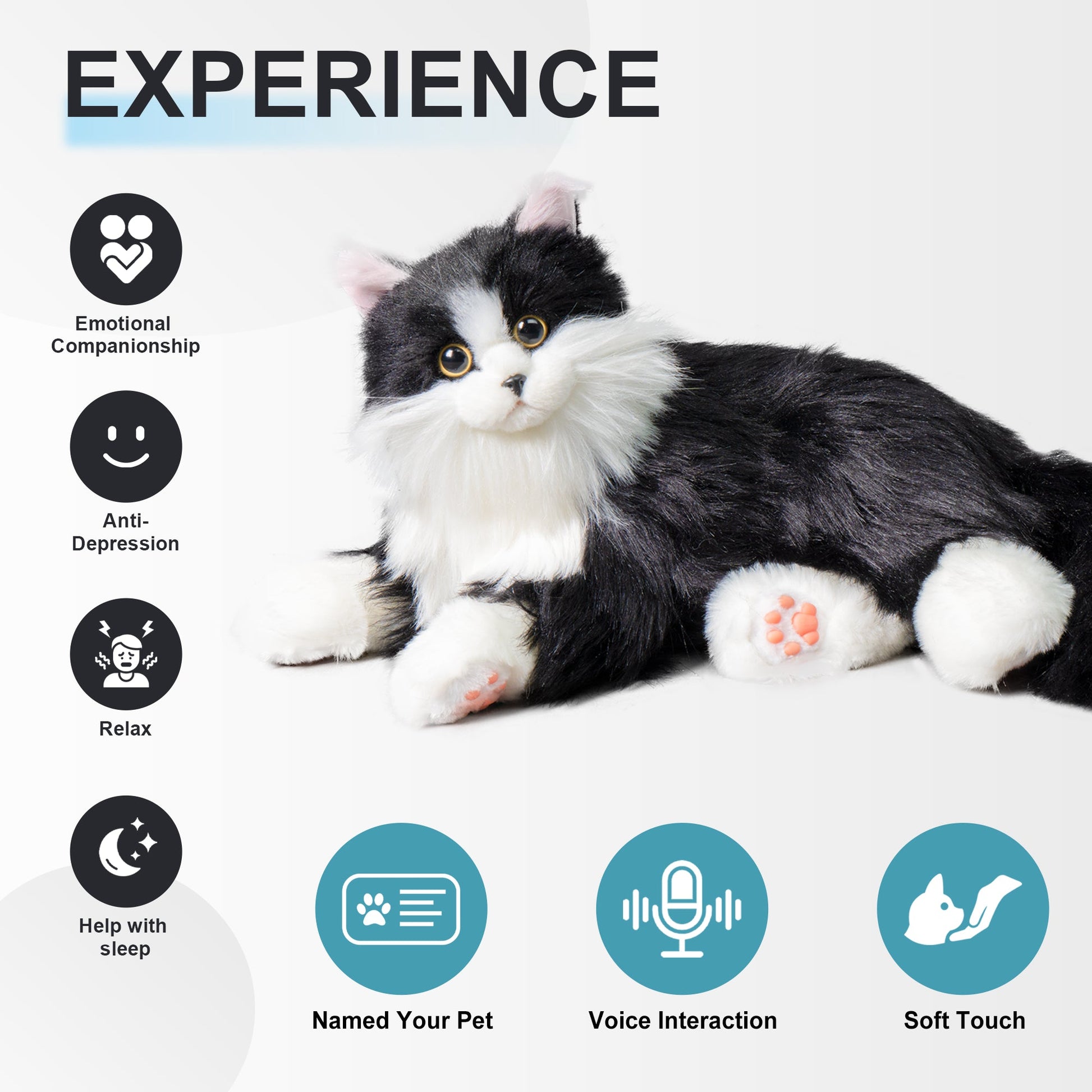 Percy Robot Cat - Interactive Emotional Support Pet Weighted - Bear Hugs