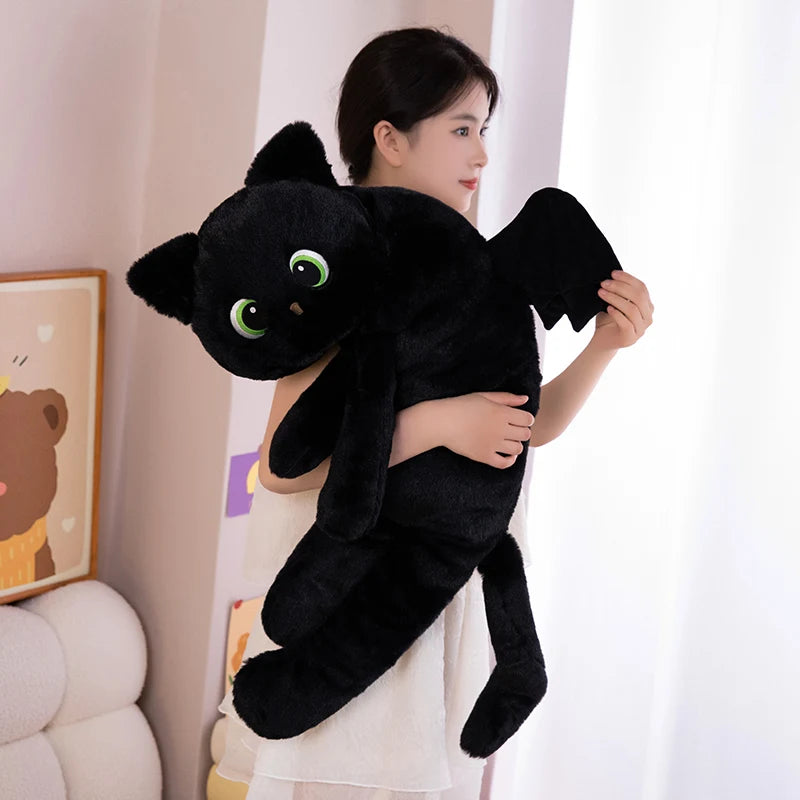 40/70/100CM Cartoon Black Cat with Wings Pillow Special-Shaped Cats Evil Kitten Dolls Sleeping Cushion Halloween Gift - Bear Hugs