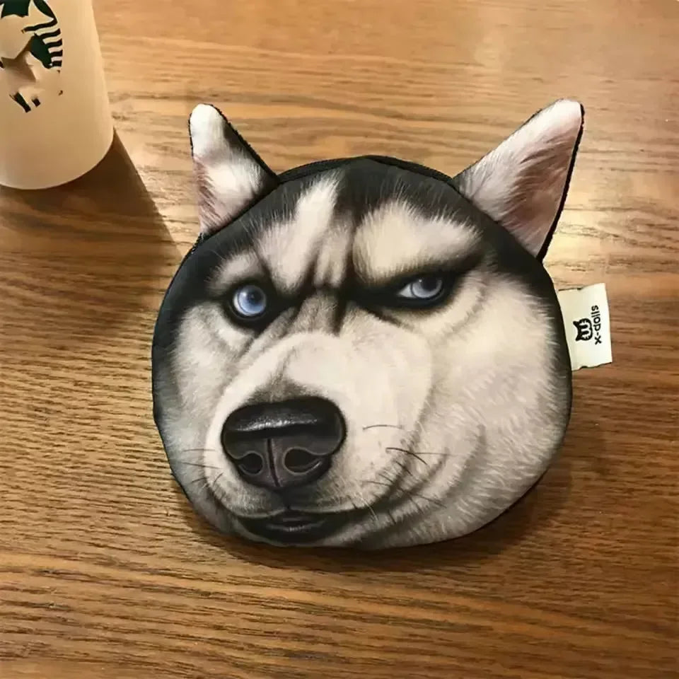 3D Realistic Dog Face Coin Purse