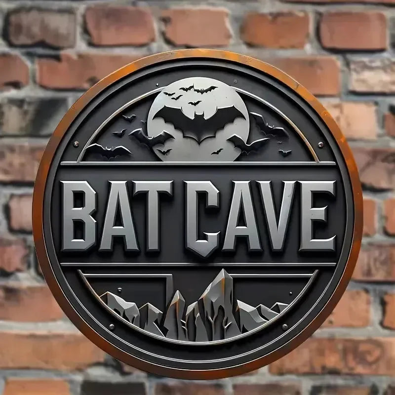 Vintage Bat Cave Metal Sign