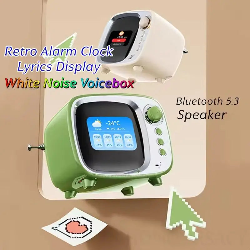 Desktop retro smart Bluetooth speaker with HIFI sound quality and alarm function Lyrics desktop weather ultra long standby - Bear Hugs