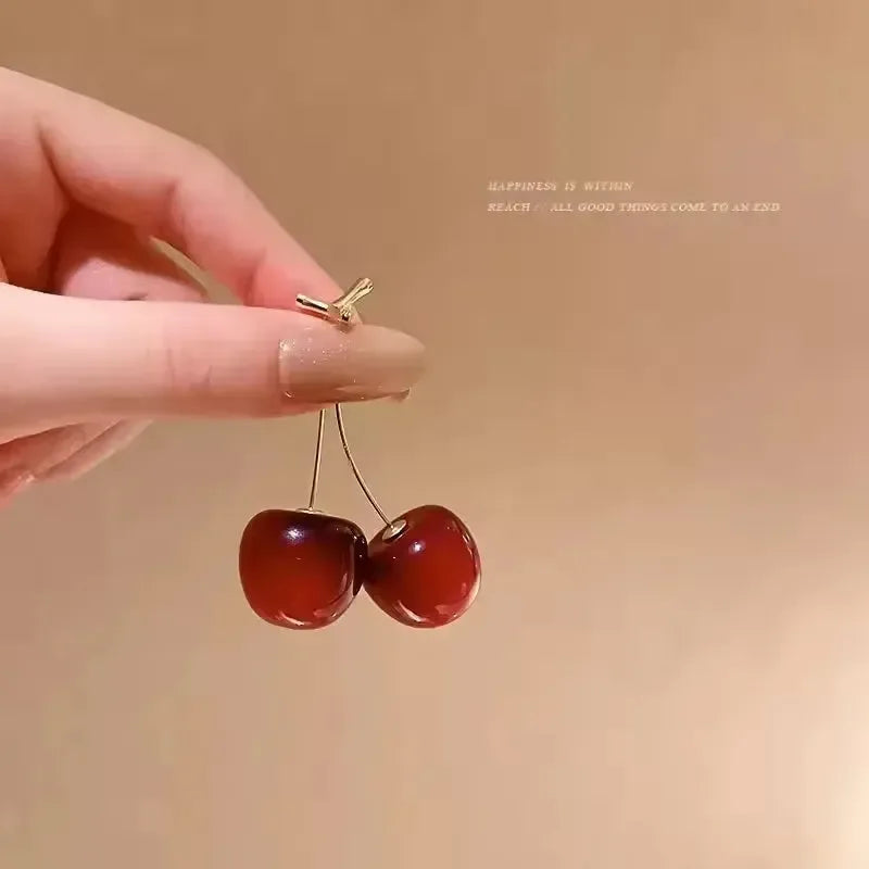 Crimson Charm Cherry Earrings