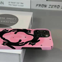 Korean INS Cartoon Dancing Cat Phone Case (For iPhones)