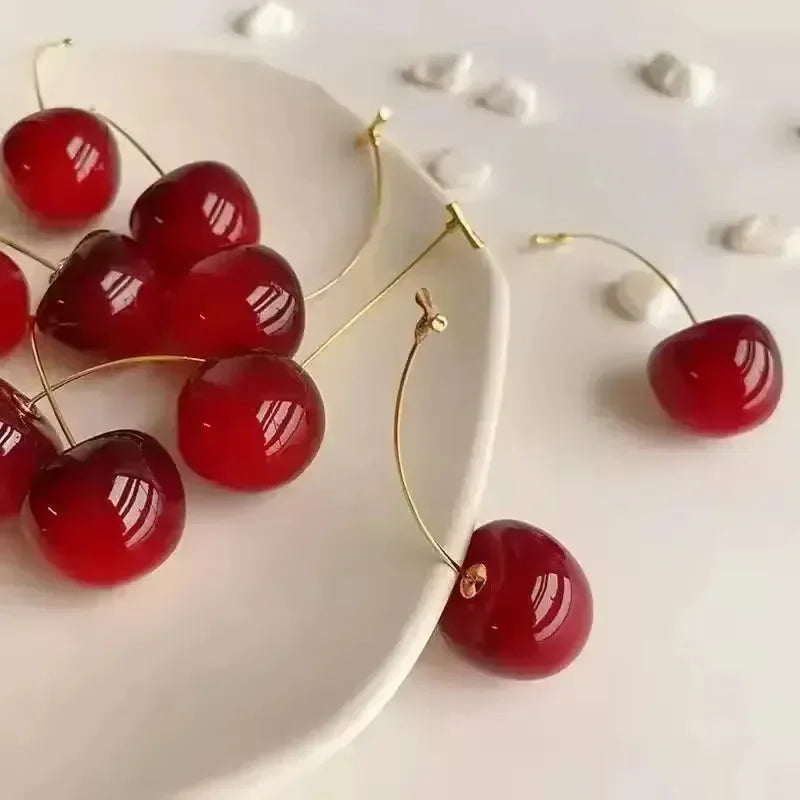 Crimson Charm Cherry Earrings