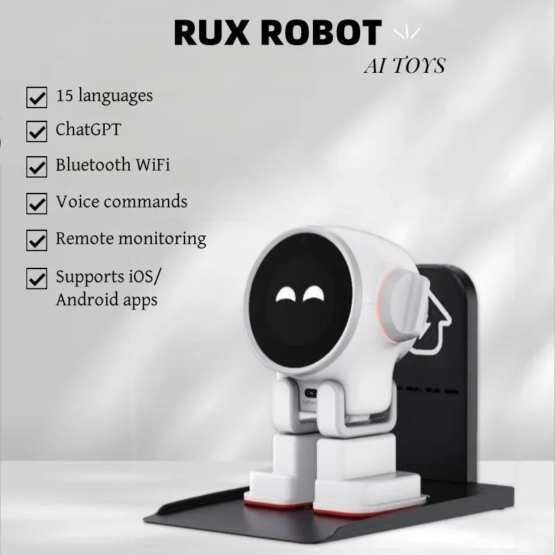 Original Letianpai Rux Robot Smart Companion Electron Ai Intelligent Automation Robot GPT Voice Fun Desktop Pet ai Robots White - Bear Hugs