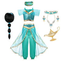 Jasmine Princess Dress Princess Dress Up Of Aladdin The Magic Lamp Costume Girls Birthday Party Halloween Fantasy Top Pants - Bear Hugs