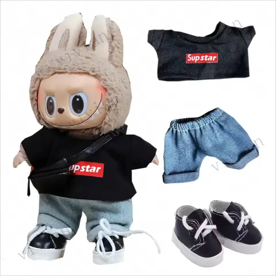 Monochrome Ensemble Labubu Doll outfit