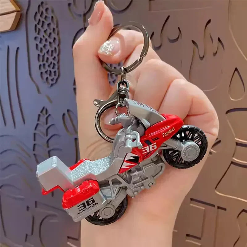 Rev Up Motorcycle Metal Keychain