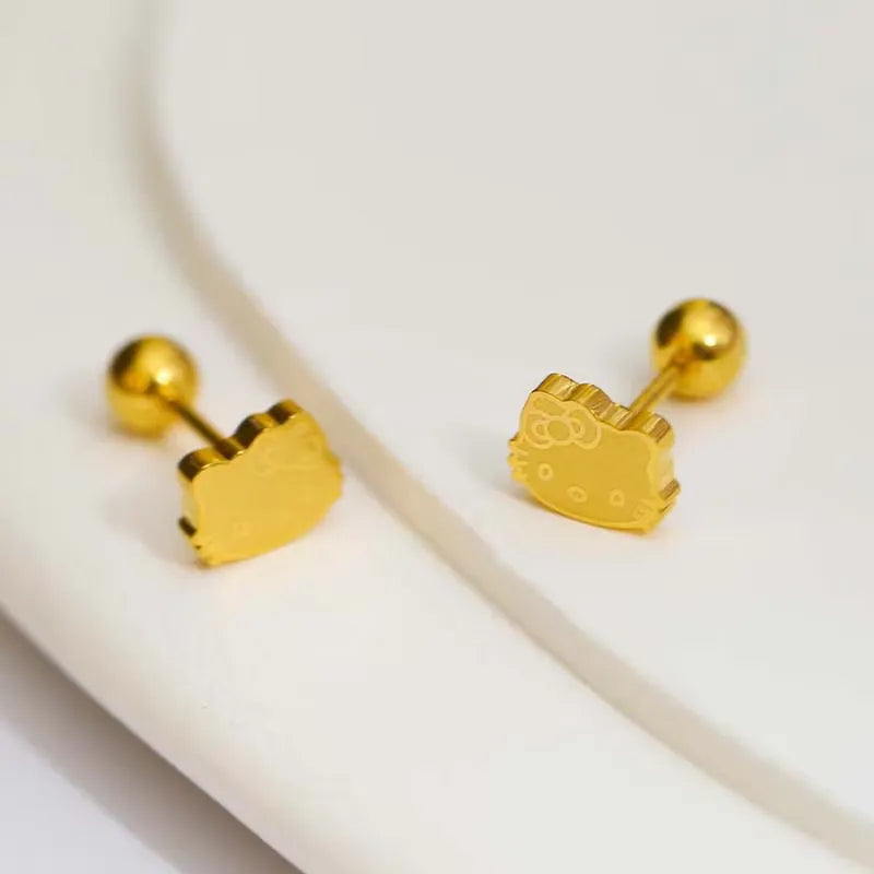 Golden Hello Kitty Earrings