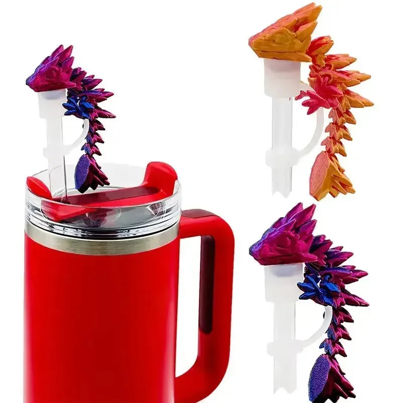 3D Printed Mini Dragon Straw Topper For Tumblers