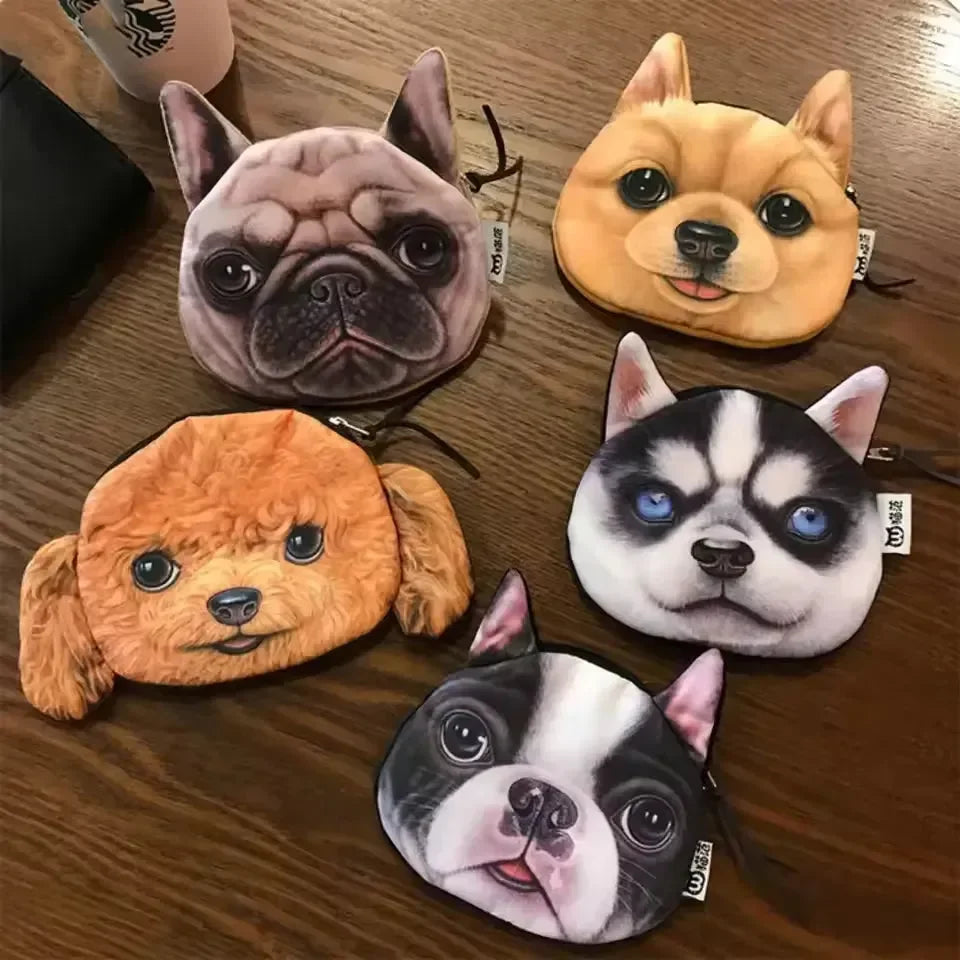 3D Realistic Dog Face Coin Purse