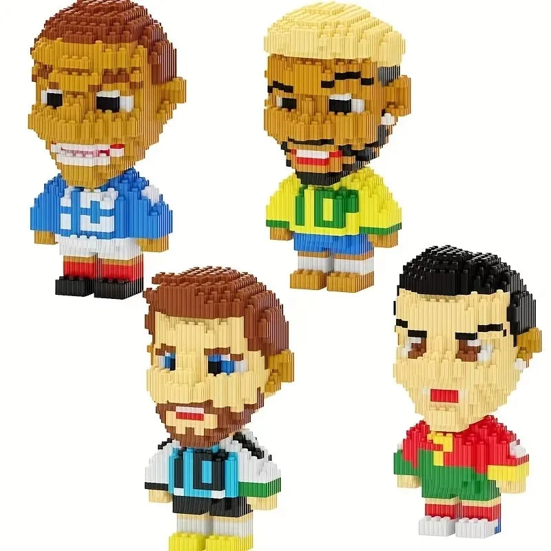 Football Players Miniature Building Blocks Character Assembly Model Desktop Ornament Fun Gifts - Bear Hugs
