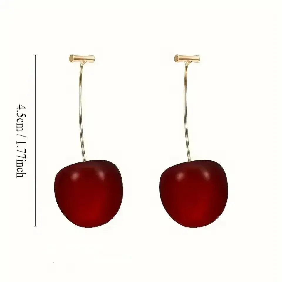 Crimson Charm Cherry Earrings