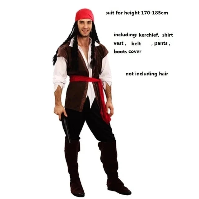 Pirates of the Caribbean Cosplay Captain Jack Sparrow Costume Men Women Female Male Female Carnival Halloween Sexy Set - Bear Hugs