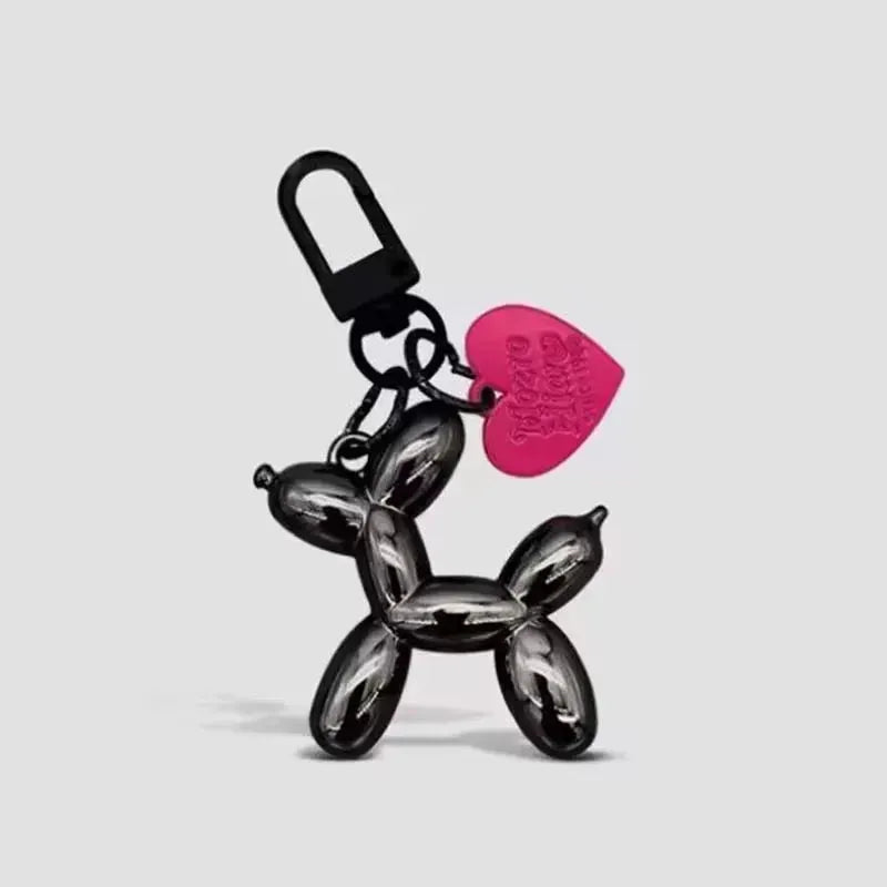 Balloon Heart Punk Dog Keychain