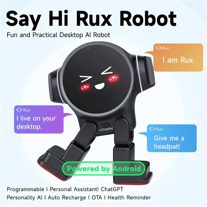 Original Letianpai Rux Robot Smart Companion Electron Ai Intelligent Automation Robot GPT Voice Fun Desktop Pet ai Robots White - Bear Hugs