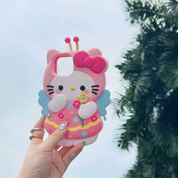 Hello Kitty Pink Bee Stereoscopic Phone Case (For iPhones)