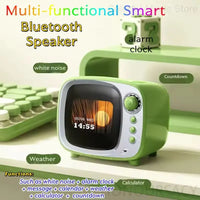 Desktop retro smart Bluetooth speaker with HIFI sound quality and alarm function Lyrics desktop weather ultra long standby - Bear Hugs