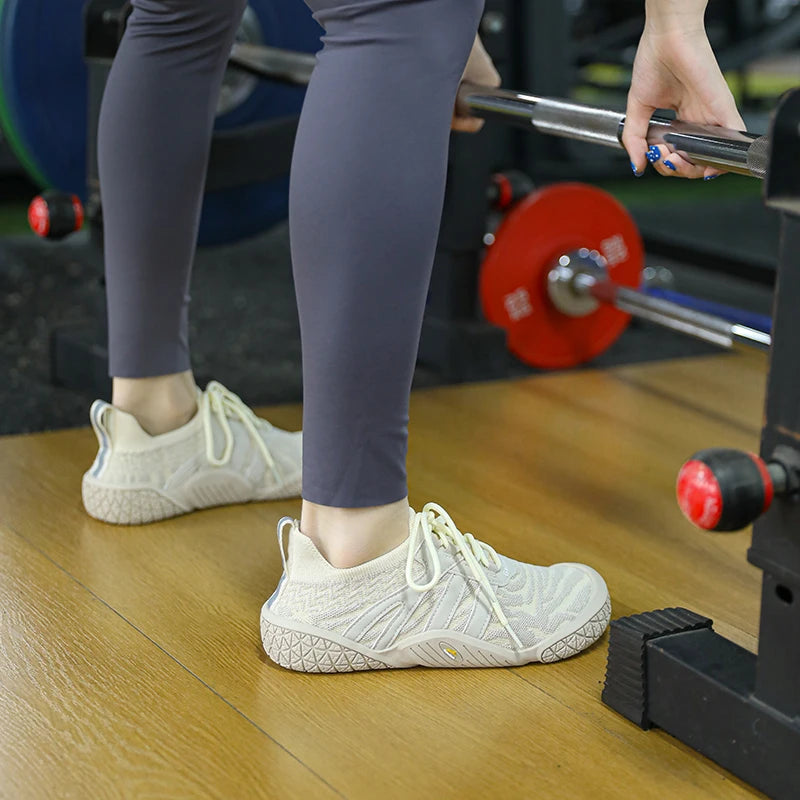 GallonShark Wide Toe Box Shoes, Breathable Knit Non-Slip Sneakers for Powerlifting & Gym Workouts - Bear Hugs