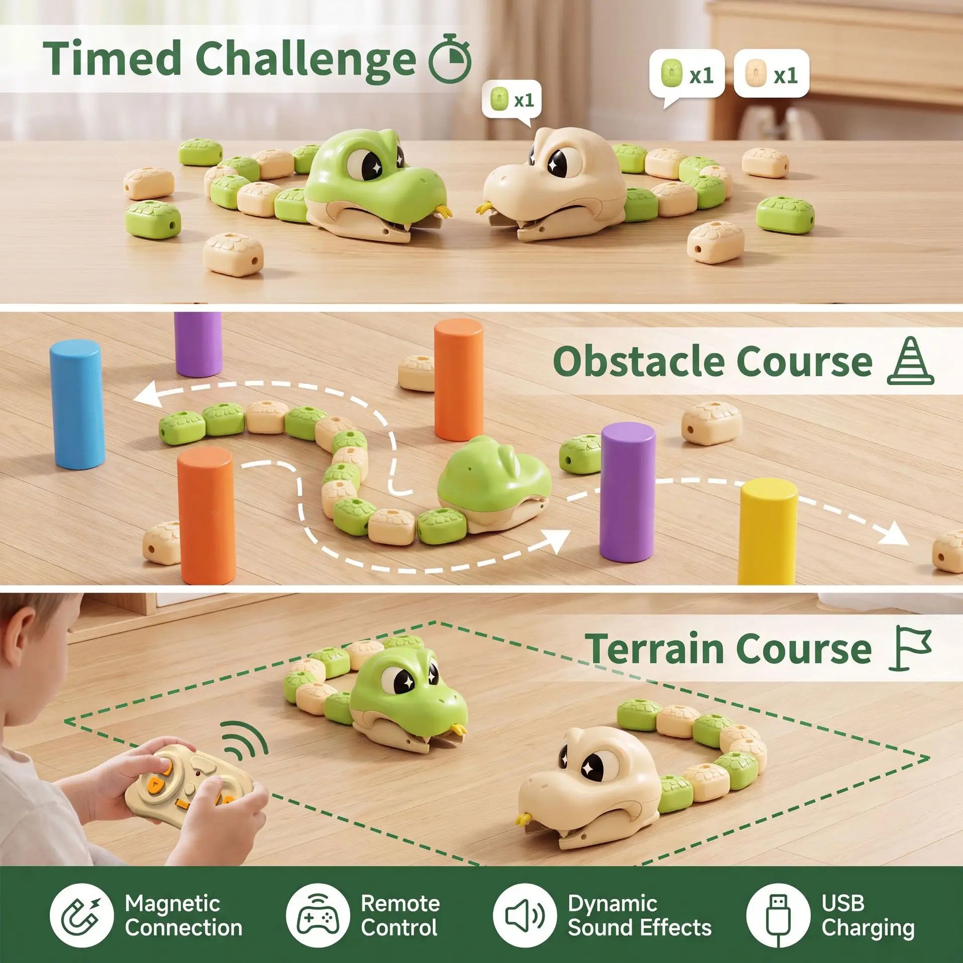 Remote Control Greedy Snake Magnetic Toy Duel Parent Child Interactive Battle Magnetic Swallowing Snake Remote Control Car - Bear Hugs