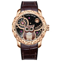 Lucky Harvey OWL Series Men's Mechanical Watch 28800 VPH 40H Power Reserve 3D Relief Unique Wristwatch - Bear Hugs