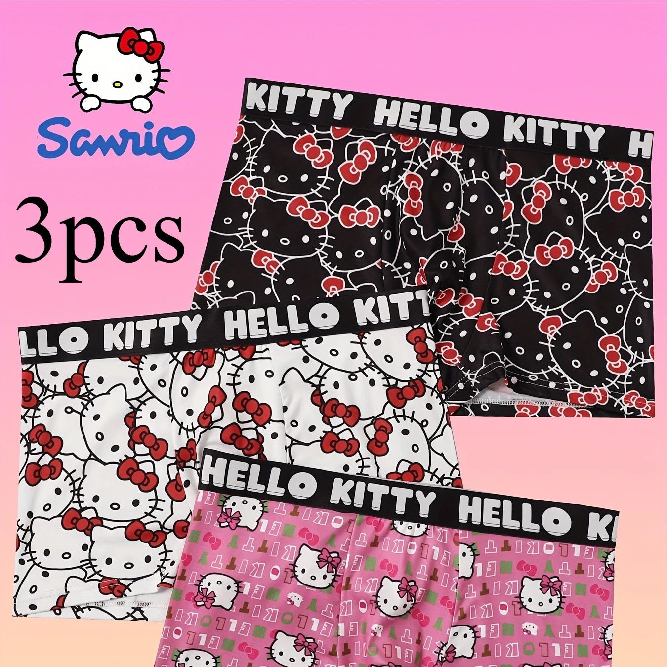 Hello Kitty Breathable Men's Boxer Brief (Set of 3)