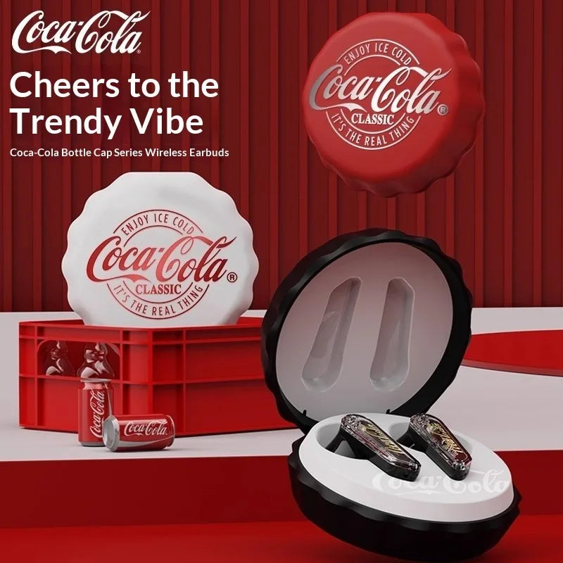CoCa-Cola T13 Creative Bottle Cap Bluetooth Earphones ENC Call Noise Reduction 360° Stereo Sound Semi-In-Ear Wireless Earphones - Bear Hugs
