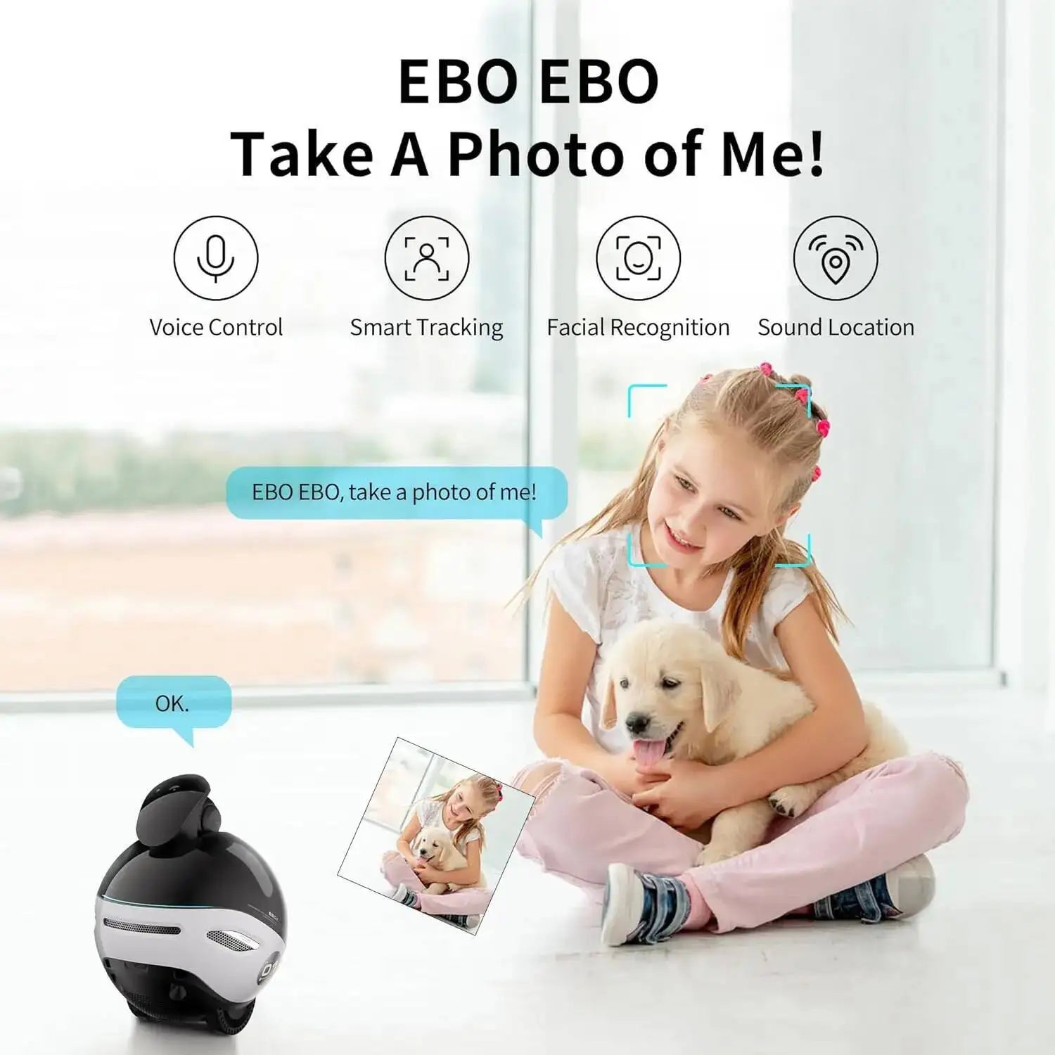 Enabot EBO X Home Guardian Robot 4K Camera,Night Vision HARMAN Sound Effect Intelligent AI Language Control Guardian Warning - Bear Hugs