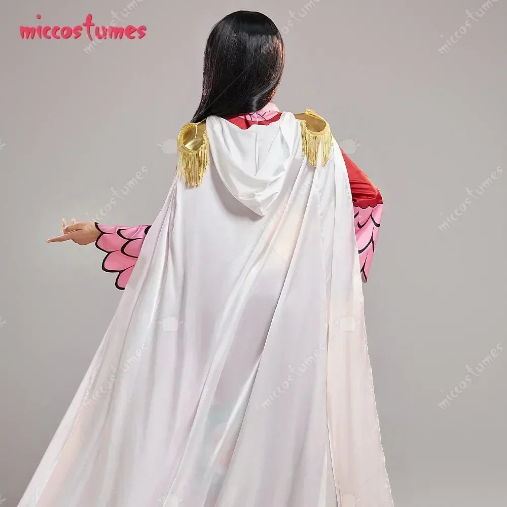 Miccostumes Women's Snake Princess Red Cosplay Costume Top Skirt With Cloak Set with Earings for Halloween Party - Bear Hugs