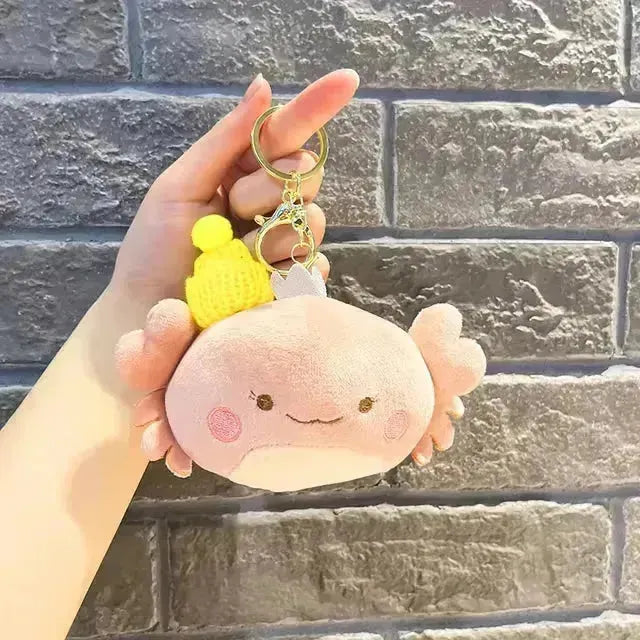 Kawaii Crab With Hat Plush Keychain