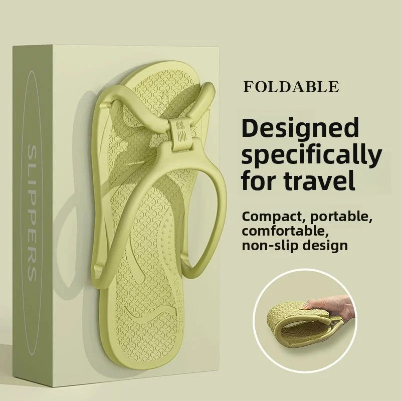 Foldable Travel Slippers Unisex EVA Flip Flops Hotel Non Slip Bathroom Indoor Outdoor Portable Lightweight Comfortable - Bear Hugs