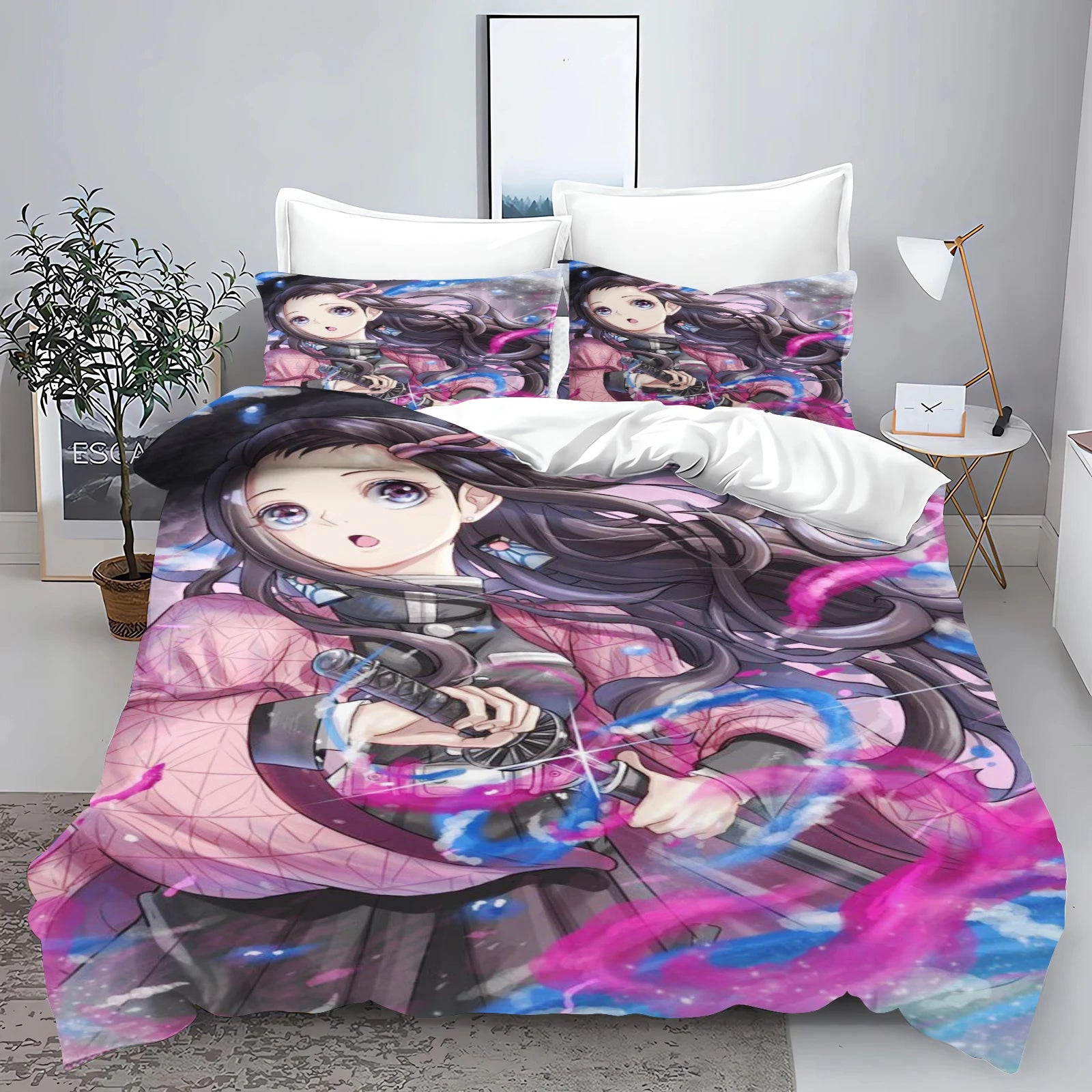 Demon Slayer: Kimetsu no Yaiba kamado Nezuko Anime 100% Polyester Bedding Set Duvet Cover Set Printed Cartoon Home Decor - Bear Hugs