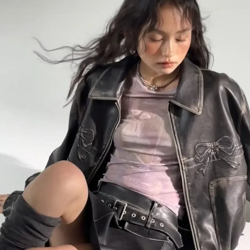 Babydoll Pleather Moto Jacket - Bear Hugs