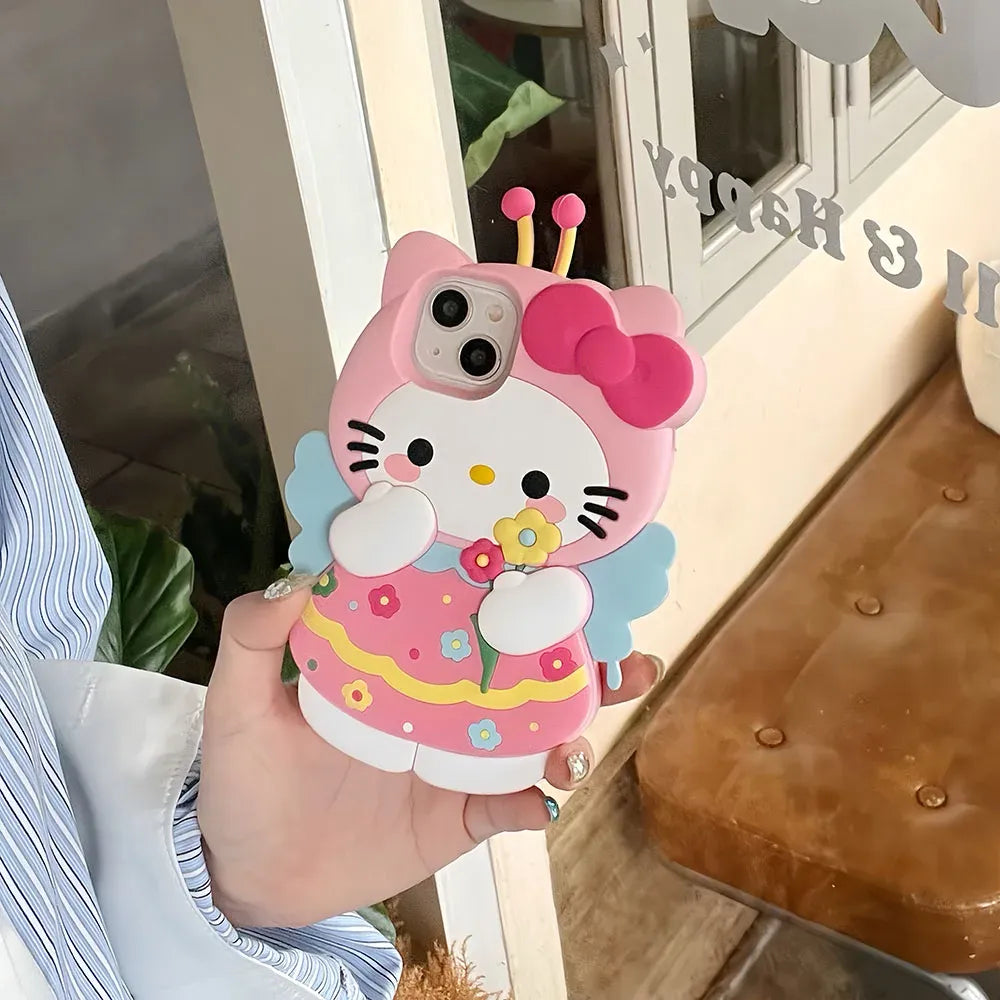 Hello Kitty Pink Bee Stereoscopic Phone Case (For iPhones)