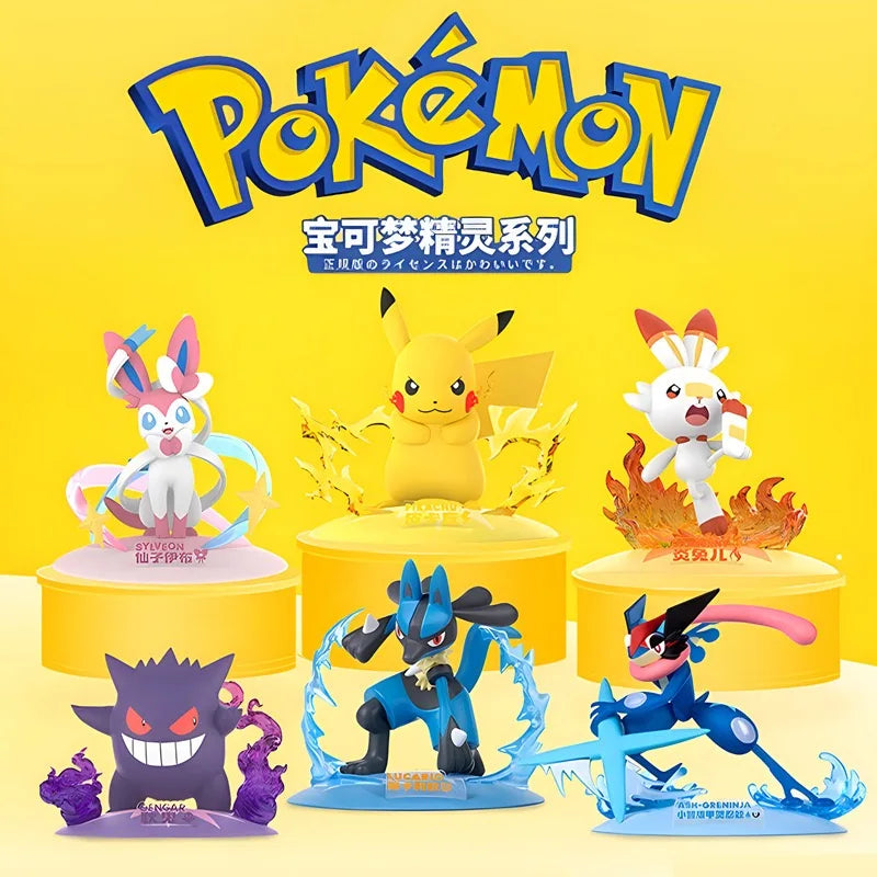 Pokemon 6 Style Genuine Lucario Pikachu Gengar Greninja Doll Model Ornament Anime Action Figure Children's Toys Birthday Gift - Bear Hugs