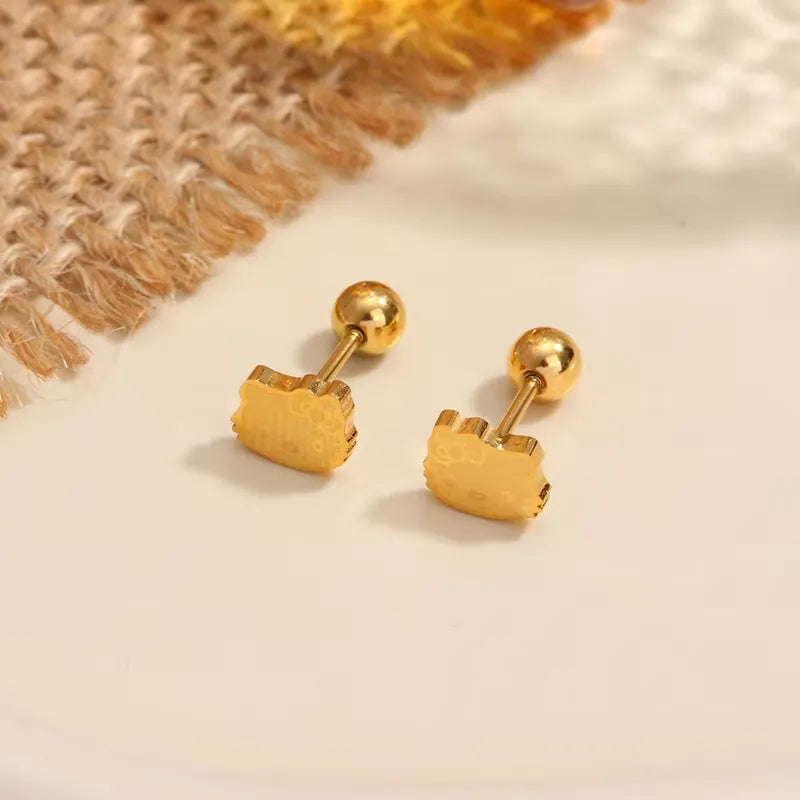 Golden Hello Kitty Earrings