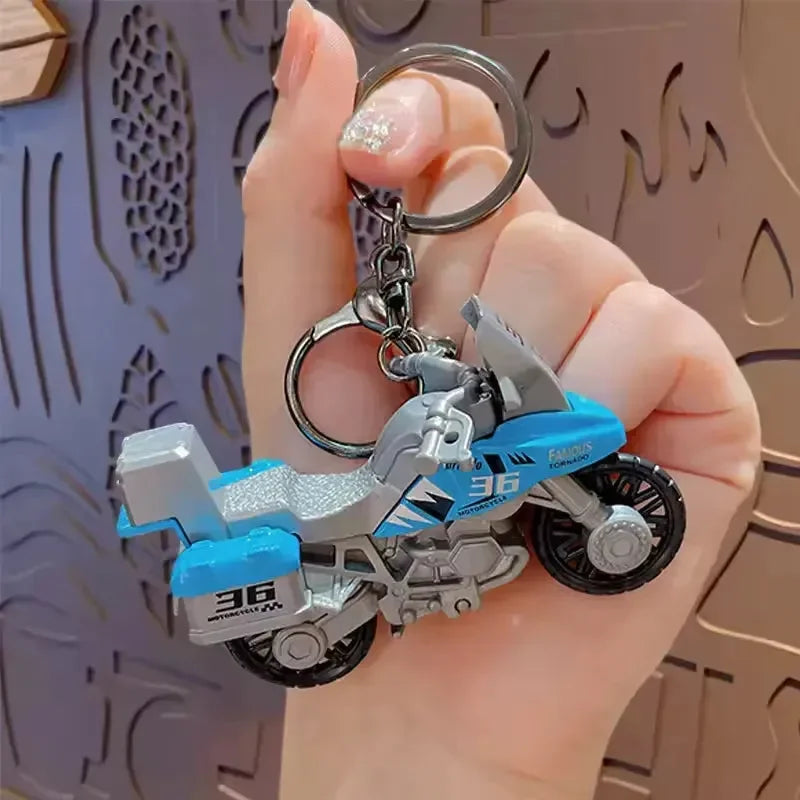 Rev Up Motorcycle Metal Keychain