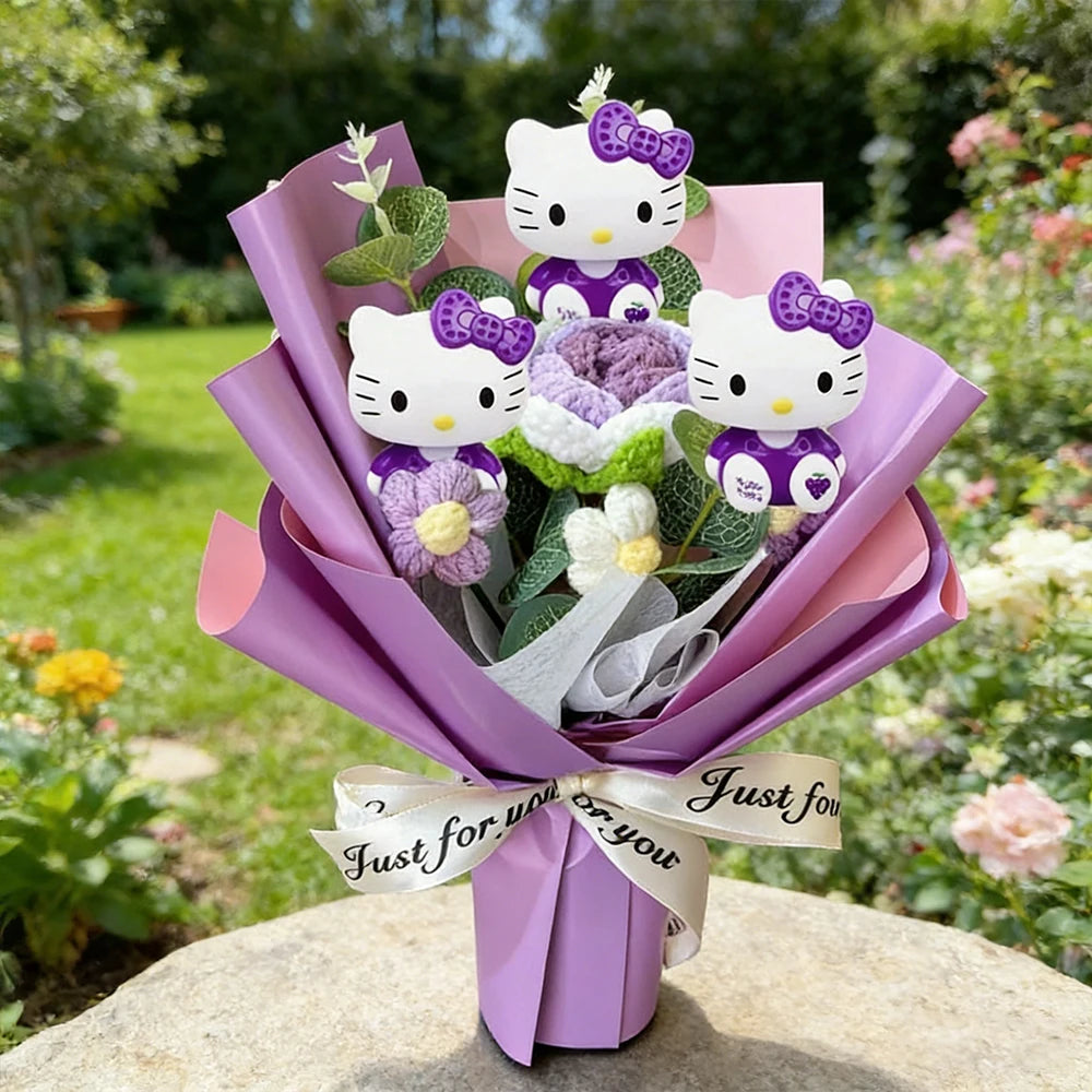 Sanrio Rose Bouquet Hello Kitty Mother's Day Crocheted Handheld Bouquet Hello Kitty Artificial Rose Bouquet - Bear Hugs