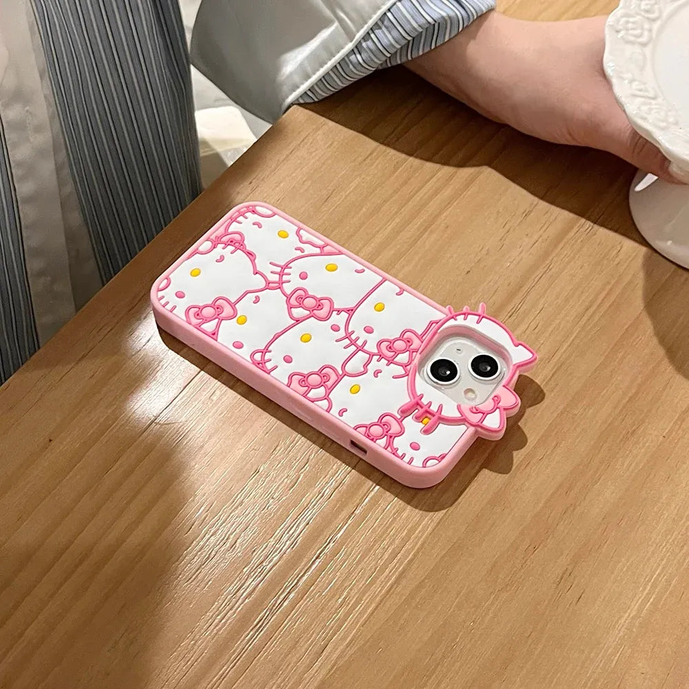 Hello Kitty White Pink Phone Case (For iPhones)