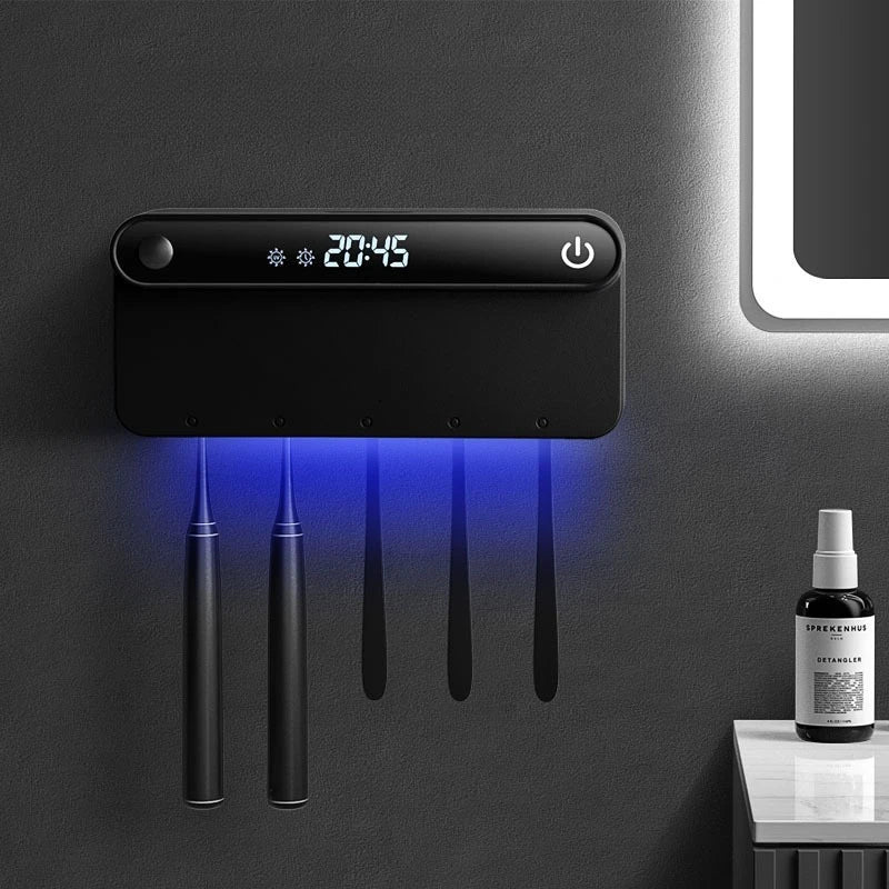 Smart UV Toothbrush Holder Sterilizer Toothpaste Squeezer Dispenser LED Displayed Timming Disinfection Bathroom Accessories Set - Bear Hugs