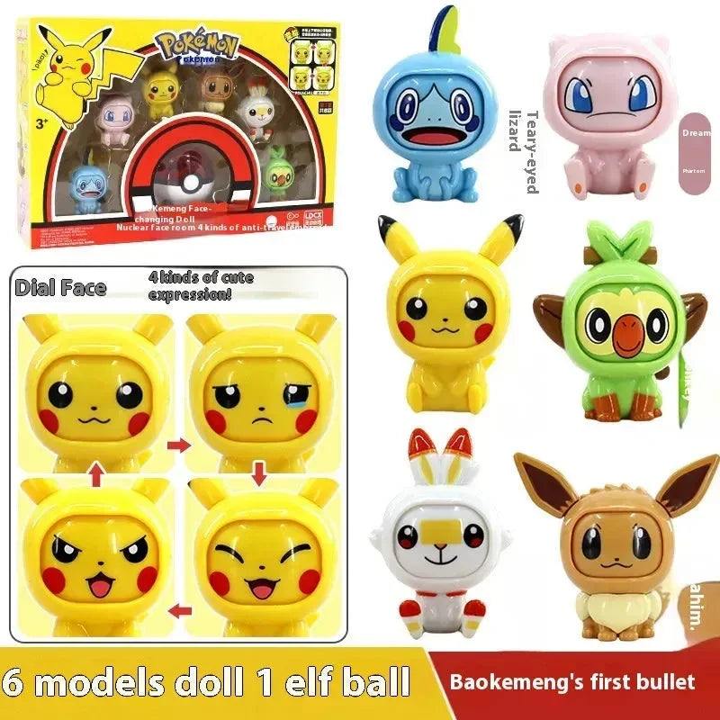 Pokimoen Face-Changing Dolls with Pokeball (Set of 6)