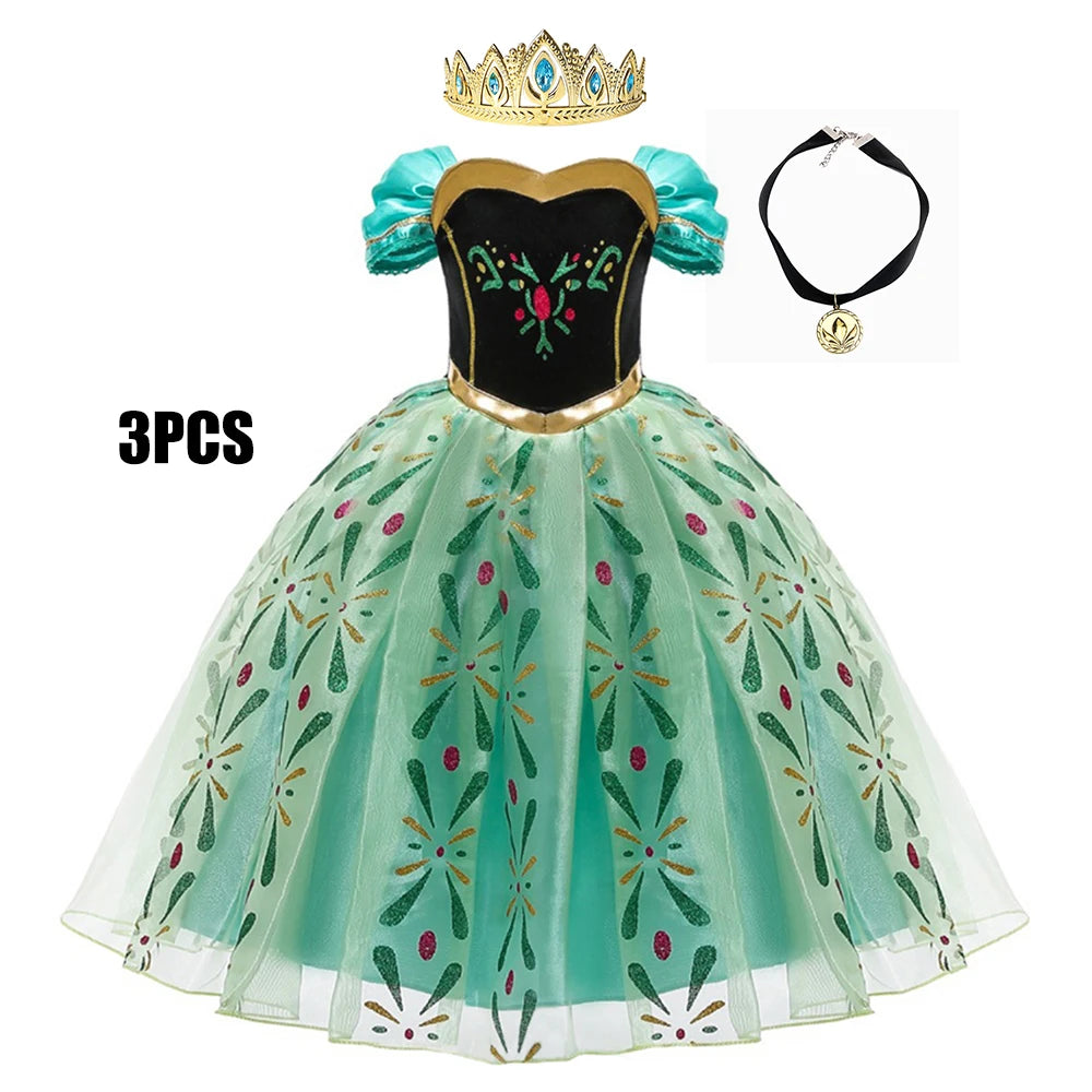 Full Printing Kids Cosplay Anna Princess Costume Fancy Birthday Carnival Party Prom Dress Toddler Role Play Clothing Outfits - Bear Hugs