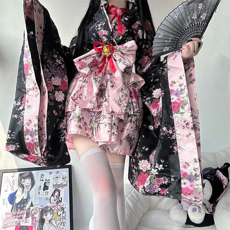 Sakura Serenade Japanese Kimono Dress