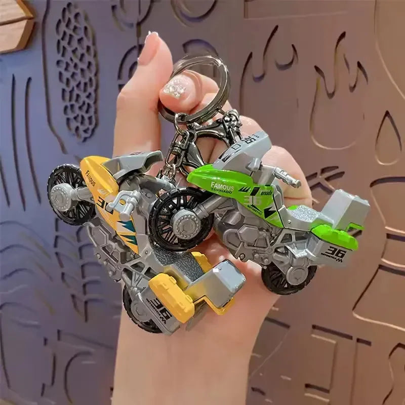 Rev Up Motorcycle Metal Keychain